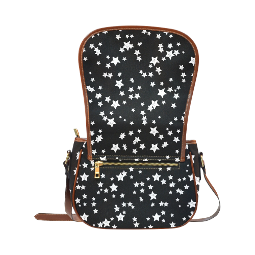 Black and White Starry Pattern Saddle Bag/Large (Model 1649)