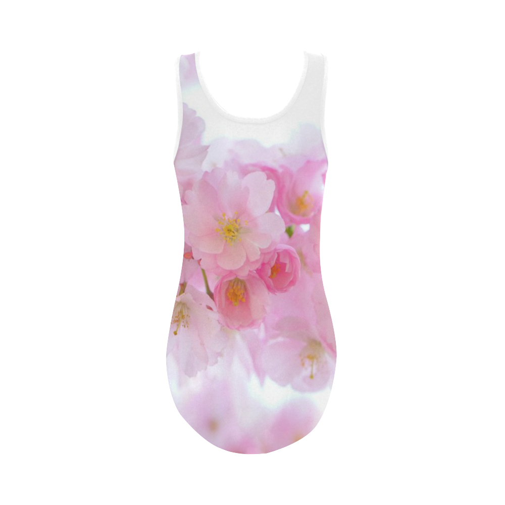 Wonderful Pink Japanese Cherry Tree Blossoms Vest One Piece Swimsuit (Model S04)