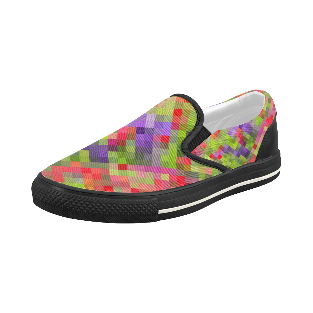 Colorful Mosaic Women's Slip-on Canvas Shoes (Model 019)