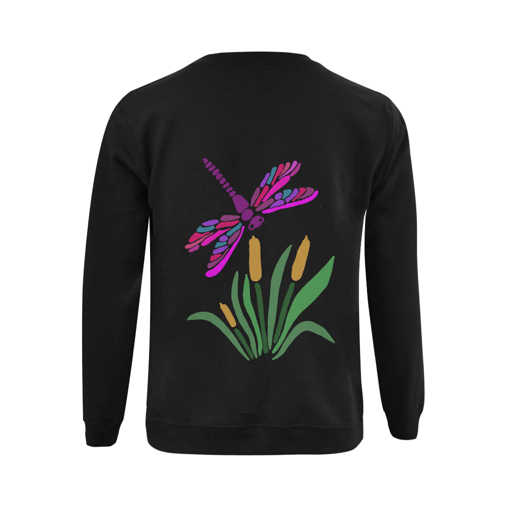 Colorful Dragonfly Abstract Art Gildan Crewneck Sweatshirt(NEW) (Model H01)