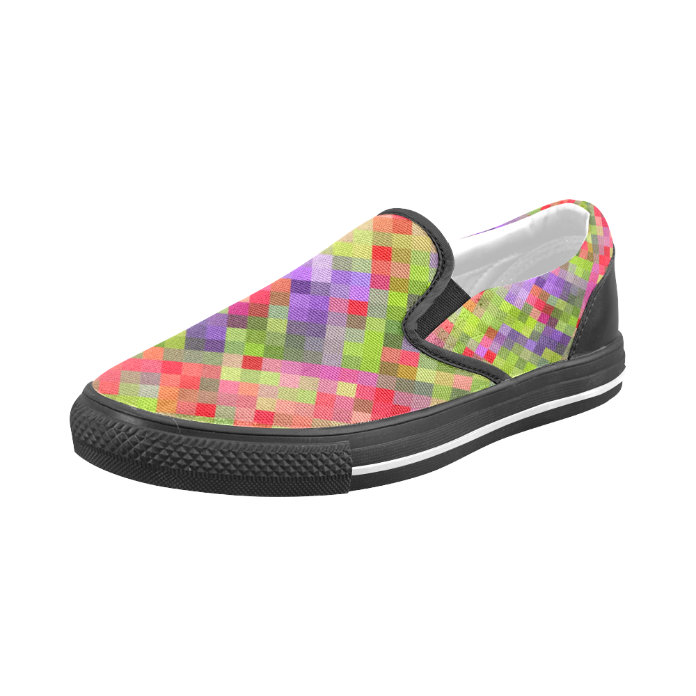 Colorful Mosaic Men's Slip-on Canvas Shoes (Model 019)