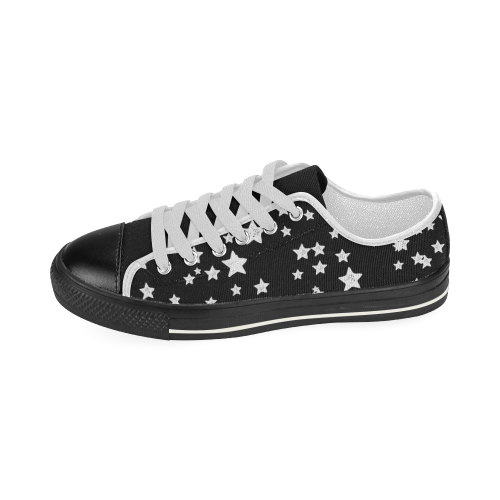 Black and White Starry Pattern Women's Classic Canvas Shoes (Model 018)
