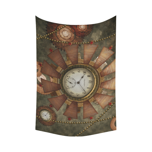 Steampunk, wonderful clocks in noble design Cotton Linen Wall Tapestry 90"x 60"