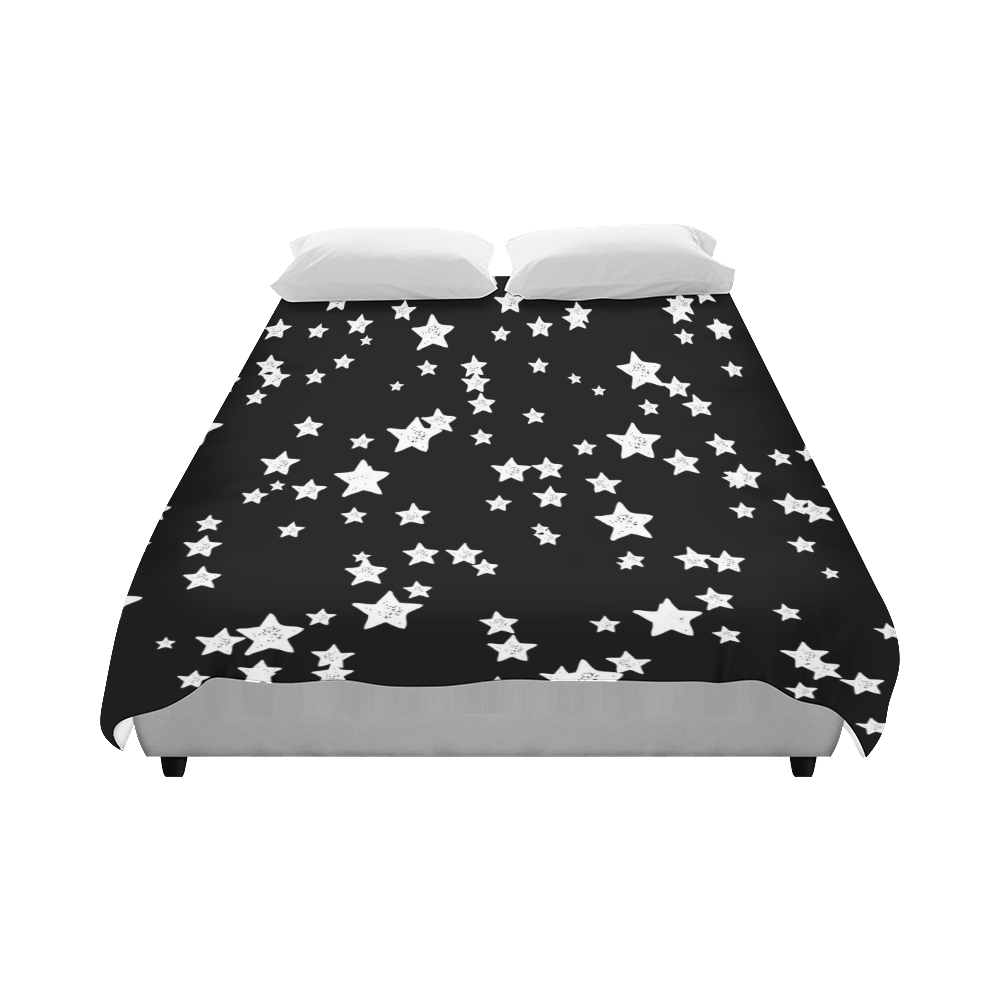 Black and White Starry Pattern Duvet Cover 86"x70" ( All-over-print)