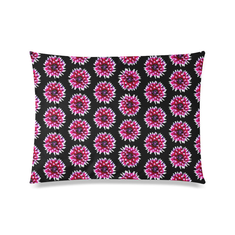 Dahlias Pattern in Pink, Red Custom Zippered Pillow Case 20"x26"(Twin Sides)