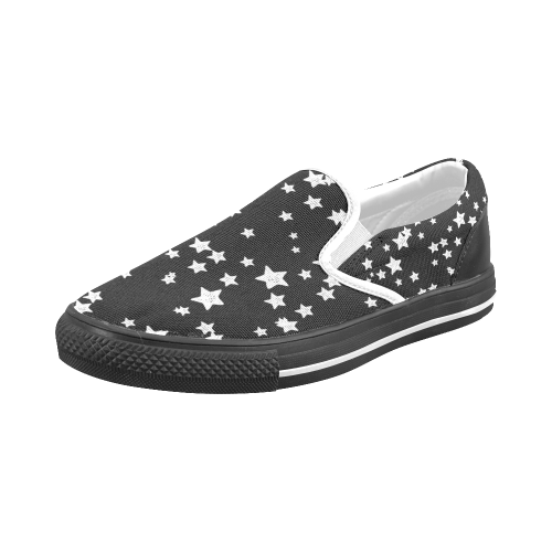 Black and White Starry Pattern Men's Slip-on Canvas Shoes (Model 019)