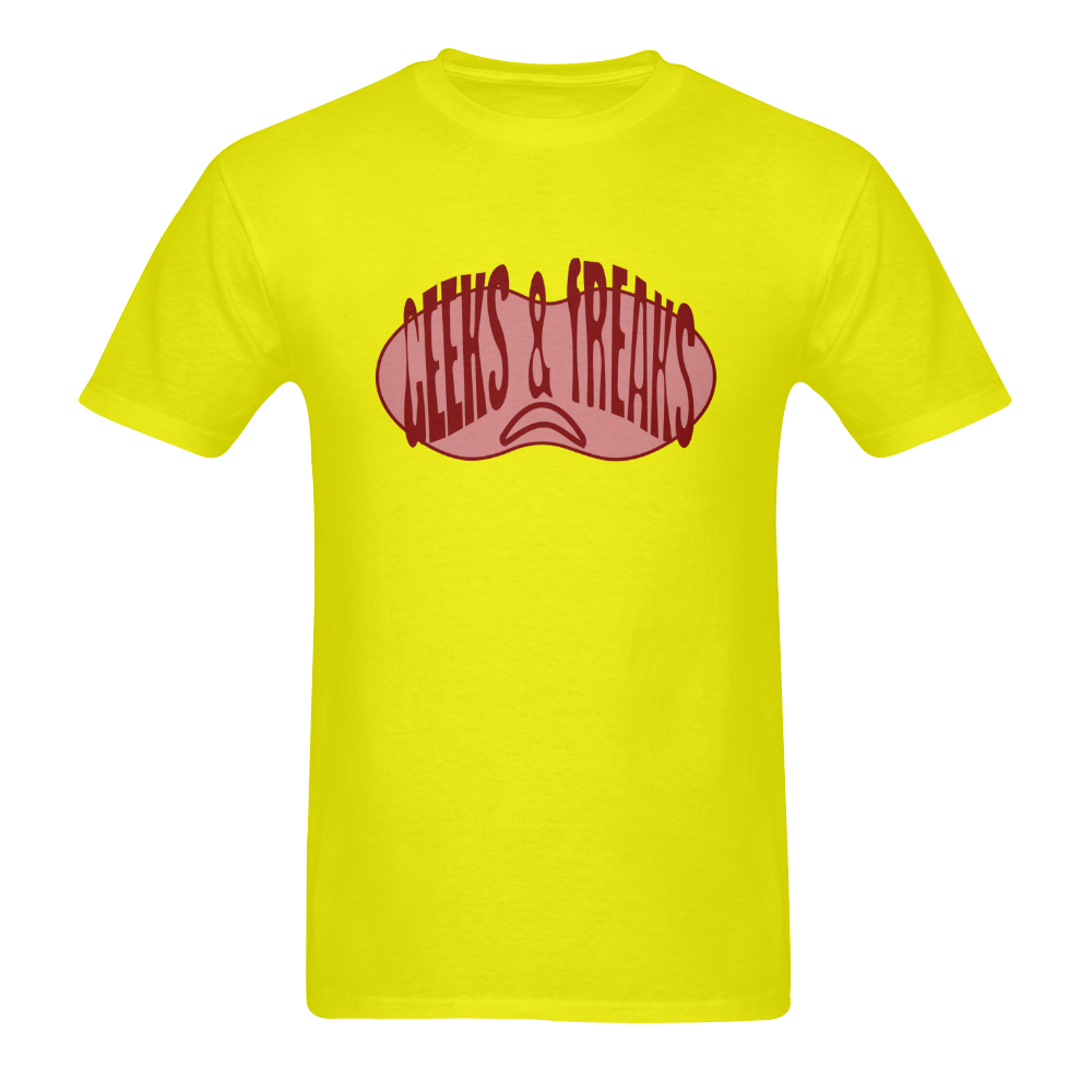 Geeks & freakes on yellow t-shirt Men's T-Shirt in USA Size (Two Sides Printing)