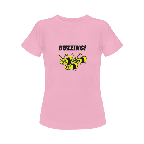 bees BUZZING women pink t-shirt Women's Classic T-Shirt (Model T17）