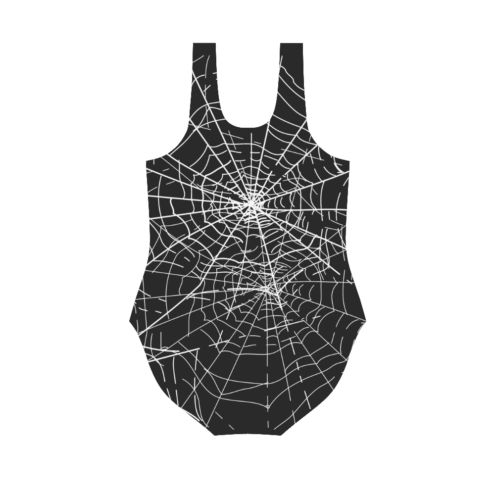 halloween-spiders-web Vest One Piece Swimsuit (Model S04)