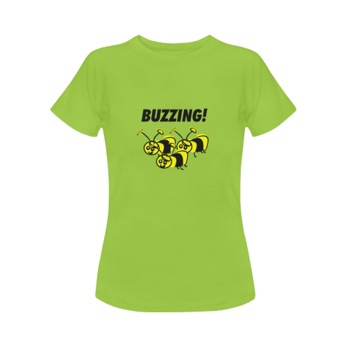 bees BUZZING women green t-shirt Women's Classic T-Shirt (Model T17）