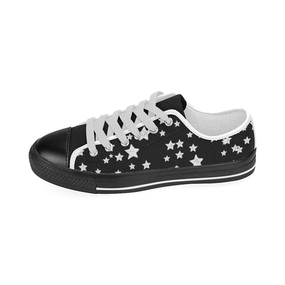 Black and White Starry Pattern Men's Classic Canvas Shoes (Model 018)