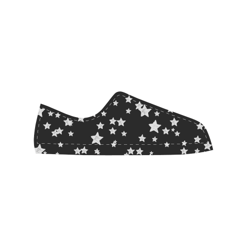 Black and White Starry Pattern Women's Classic Canvas Shoes (Model 018)