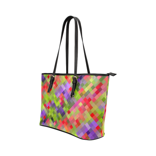 Colorful Mosaic Leather Tote Bag/Small (Model 1651)