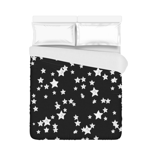 Black and White Starry Pattern Duvet Cover 86"x70" ( All-over-print)