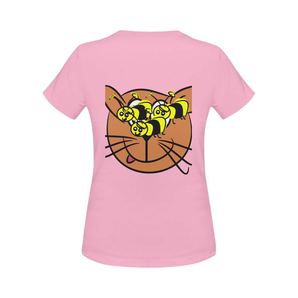 bees BUZZING women pink t-shirt Women's Classic T-Shirt (Model T17）
