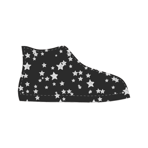 Black and White Starry Pattern Men’s Classic High Top Canvas Shoes (Model 017)