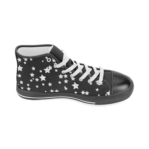 Black and White Starry Pattern Men’s Classic High Top Canvas Shoes (Model 017)