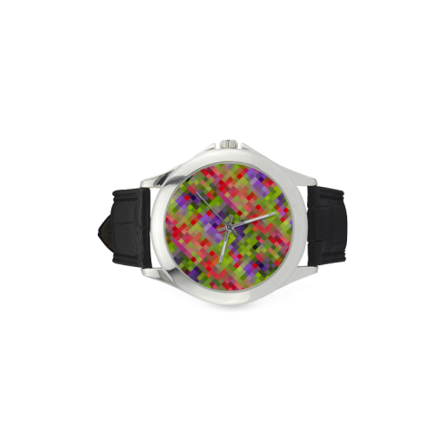 Colorful Mosaic Women's Classic Leather Strap Watch(Model 203)