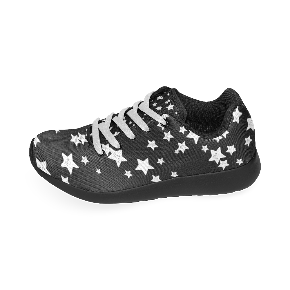 Black and White Starry Pattern Women’s Running Shoes (Model 020)