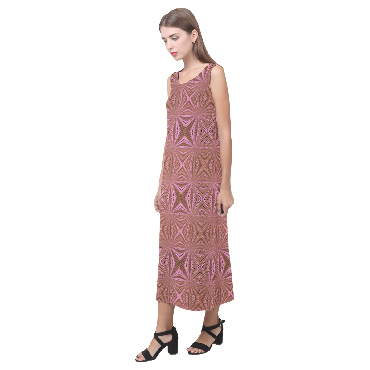 Berry Pop Bright Birch Phaedra Sleeveless Open Fork Long Dress