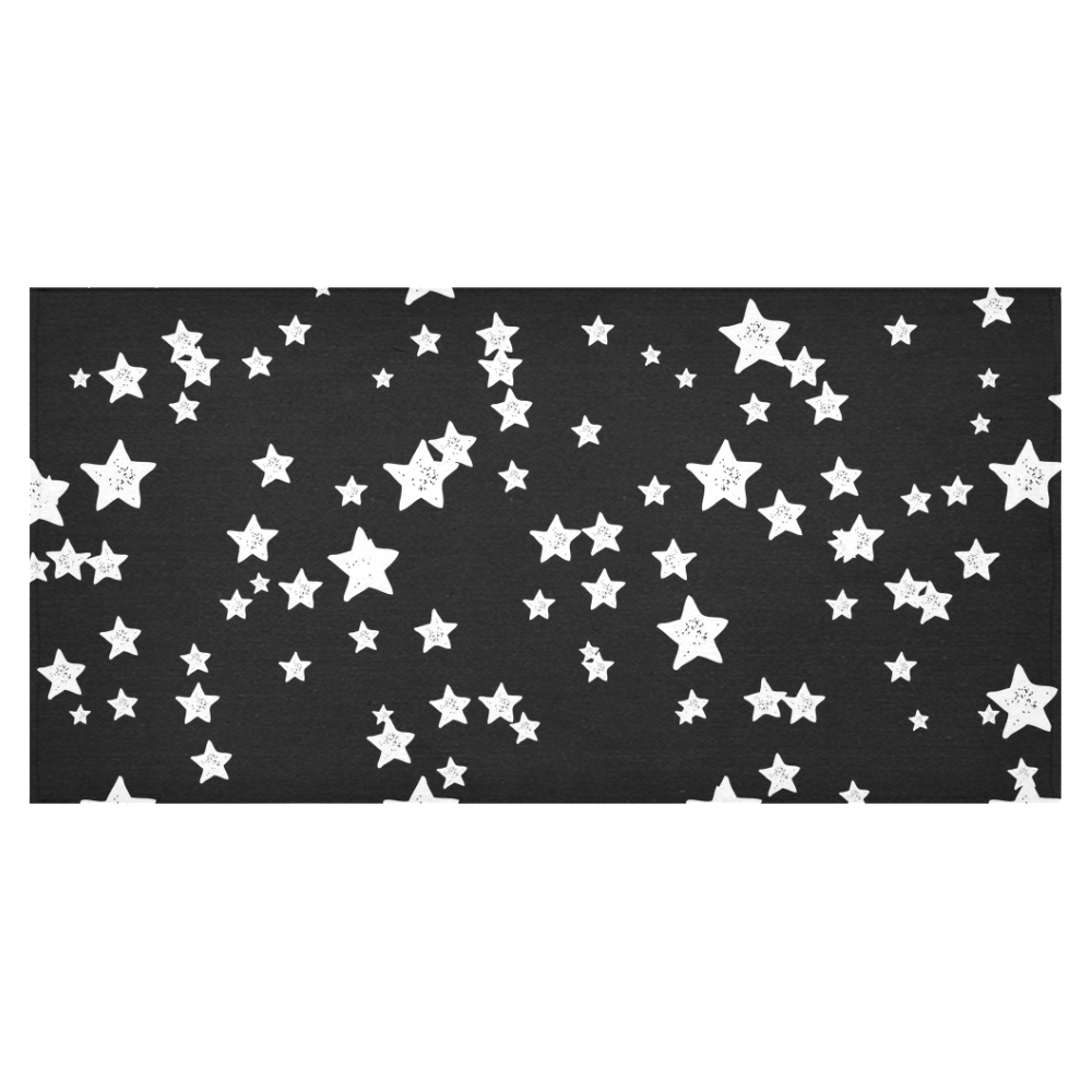 Black and White Starry Pattern Cotton Linen Tablecloth 60"x120"