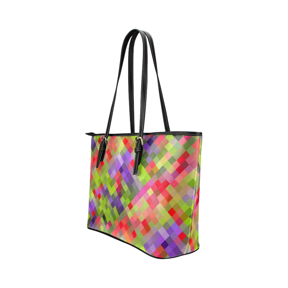 Colorful Mosaic Leather Tote Bag/Small (Model 1651)