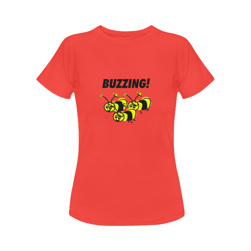 bees BUZZING women  red t-shirt Women's Classic T-Shirt (Model T17）