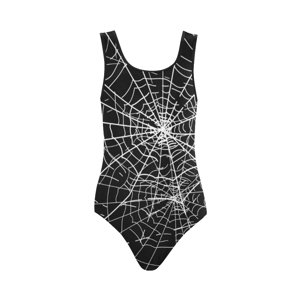 halloween-spiders-web Vest One Piece Swimsuit (Model S04)