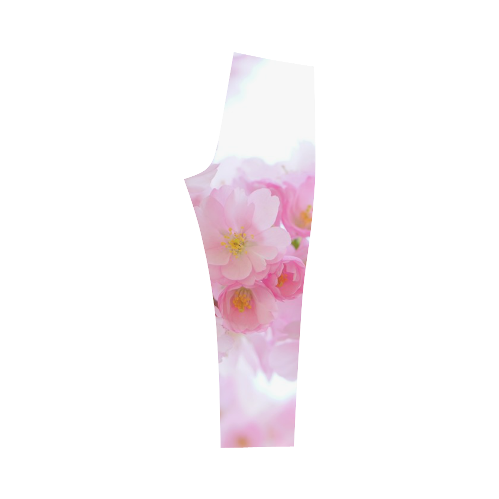 Wonderful Pink Japanese Cherry Tree Blossoms Capri Legging (Model L02)