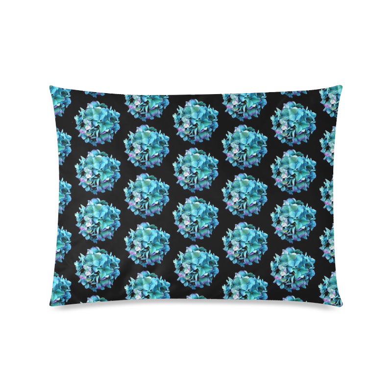 Green Blue Hydrangea Pattern Custom Zippered Pillow Case 20"x26"(Twin Sides)