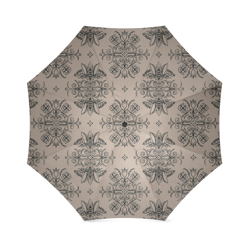 Wall Flower in Warm Taupe by Aleta Foldable Umbrella (Model U01)