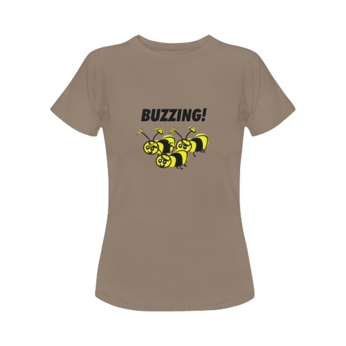 bees BUZZING women beige t-shirt Women's Classic T-Shirt (Model T17）