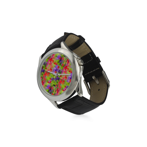Colorful Mosaic Women's Classic Leather Strap Watch(Model 203)