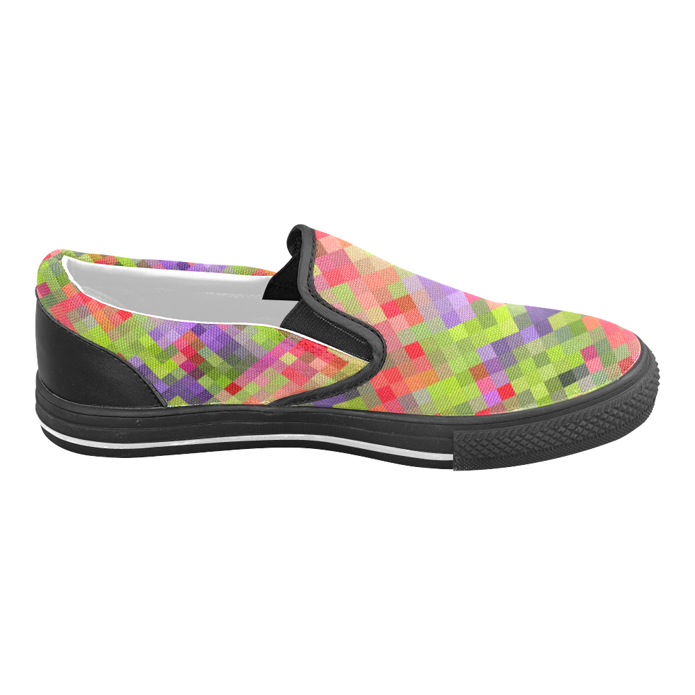 Colorful Mosaic Men's Slip-on Canvas Shoes (Model 019)