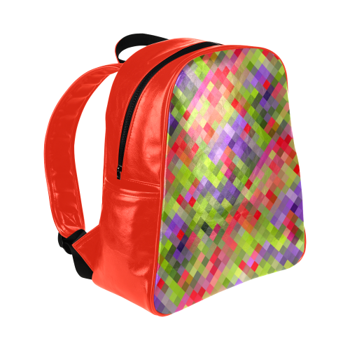 Colorful Mosaic Multi-Pockets Backpack (Model 1636)