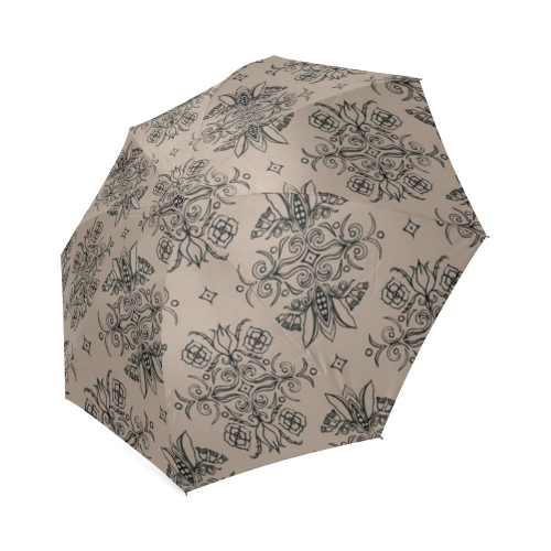 Wall Flower in Warm Taupe by Aleta Foldable Umbrella (Model U01)