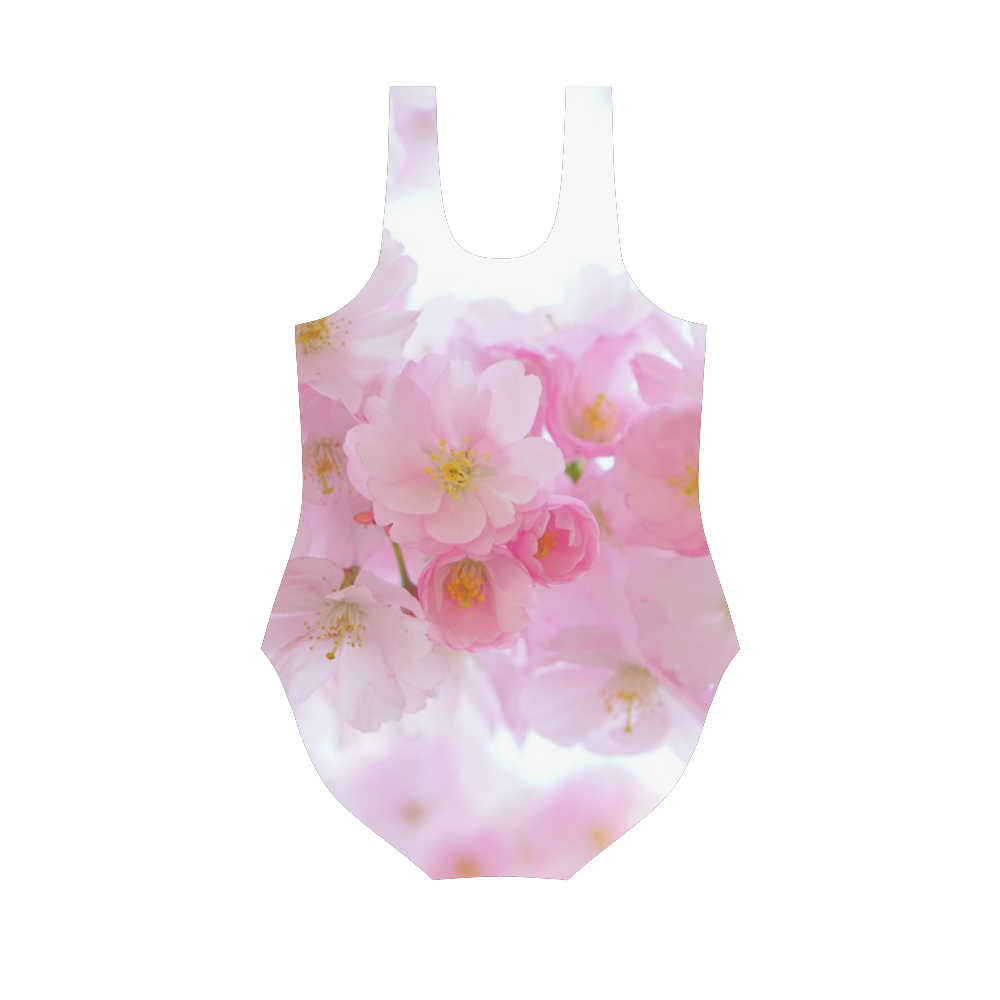 Wonderful Pink Japanese Cherry Tree Blossoms Vest One Piece Swimsuit (Model S04)