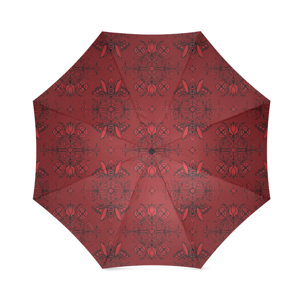 Wall Flower in Aurora Red Drama by Aleta Foldable Umbrella (Model U01)