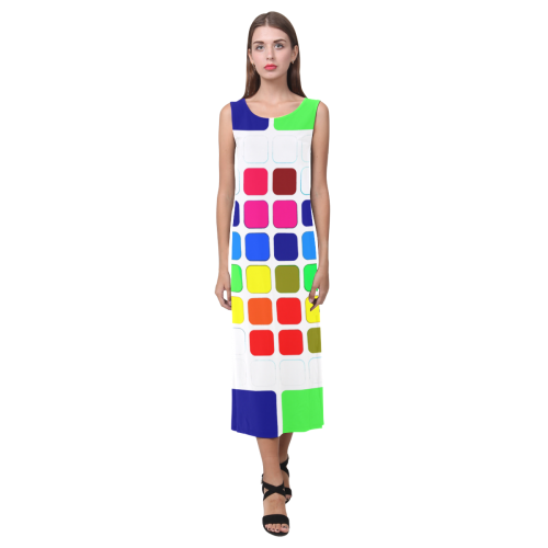 ABSTRACT FRAGMENTS-3 Phaedra Sleeveless Open Fork Long Dress (Model D08)