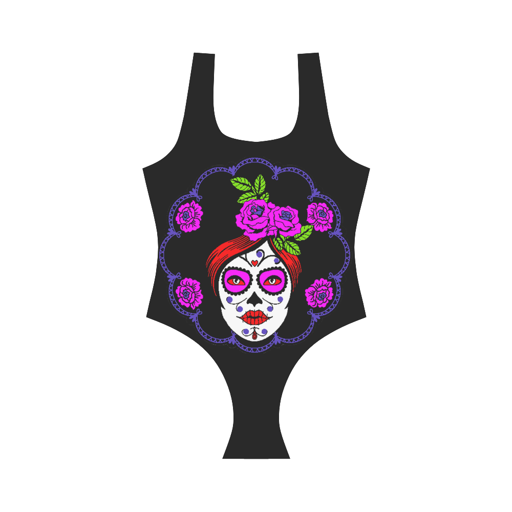 SUGAR SKULL PERFECTION Vest One Piece Swimsuit (Model S04)
