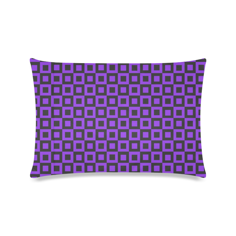 Purple and black squares Custom Zippered Pillow Case 16"x24"(Twin Sides)