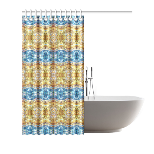 Gold and Blue Elegant Pattern Shower Curtain 72"x72"