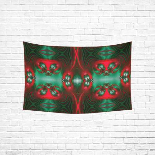 Fractal: Red & Green Christmas Presents Cotton Linen Wall Tapestry 60"x 40"