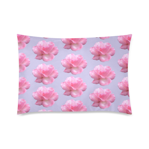 Pink Roses Pattern on Blue Custom Zippered Pillow Case 20"x30"(Twin Sides)