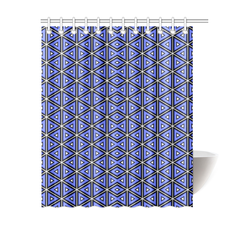 Techno blue triangles Shower Curtain 60"x72"