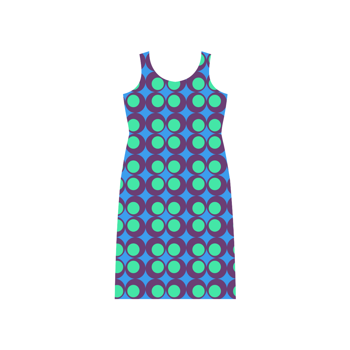 Vintage geometric circles Phaedra Sleeveless Open Fork Long Dress (Model D08)