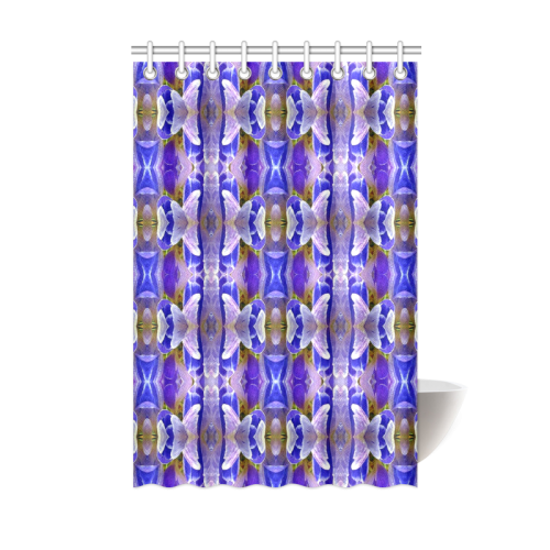 Blue White Abstract Flower Pattern Shower Curtain 48"x72"