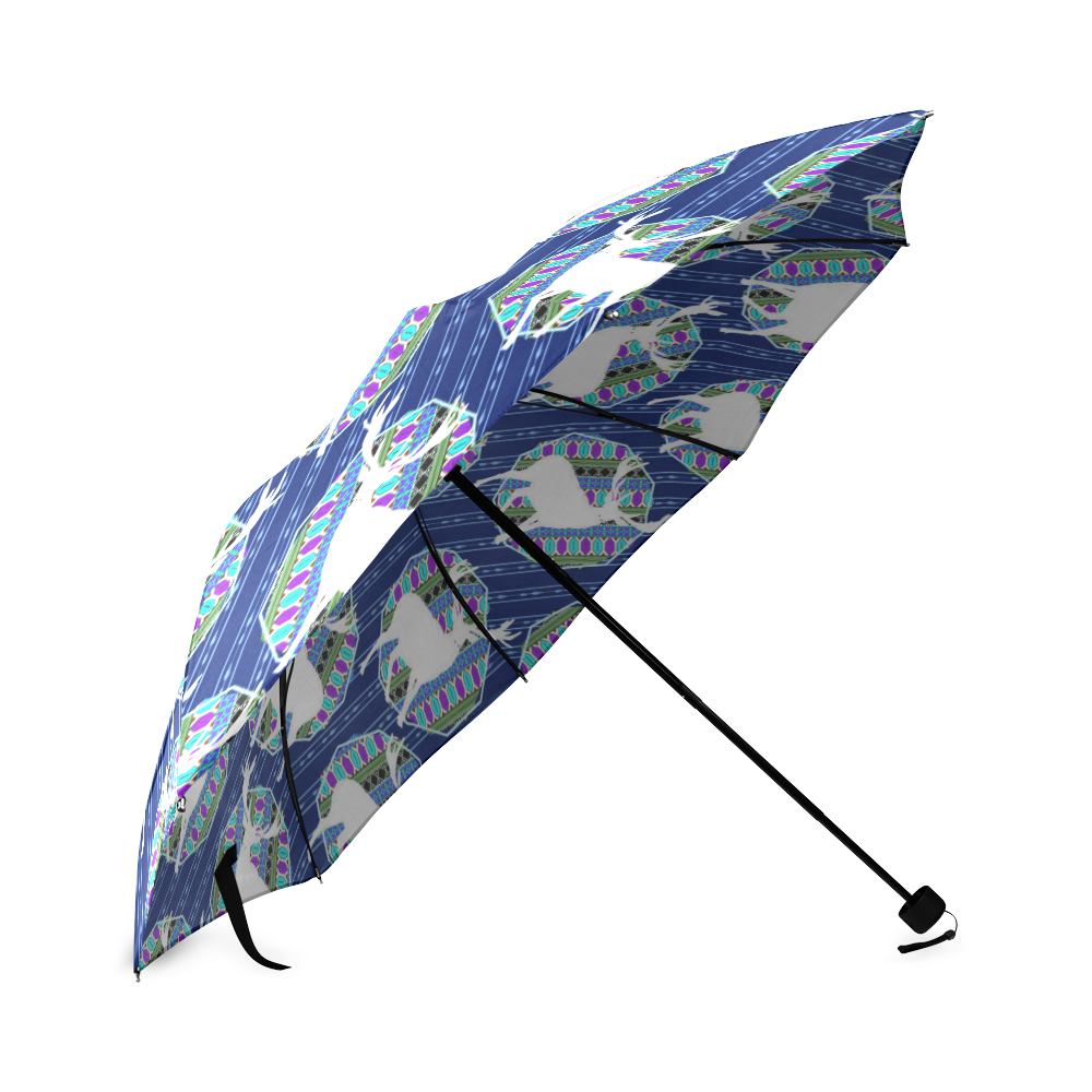 Geometric Deer Retro Pattern Foldable Umbrella (Model U01)