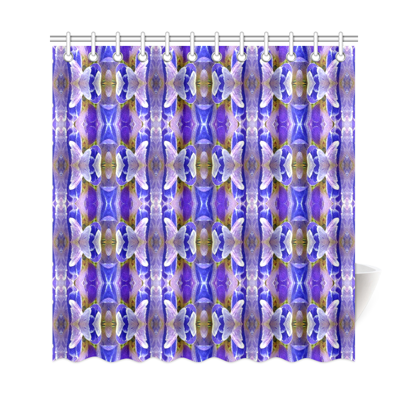 Blue White Abstract Flower Pattern Shower Curtain 69"x72"