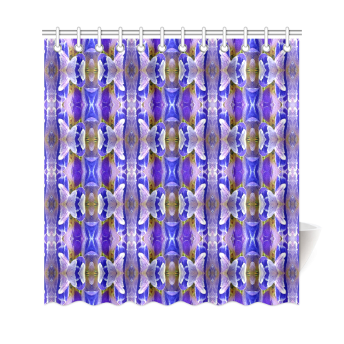 Blue White Abstract Flower Pattern Shower Curtain 69"x72"